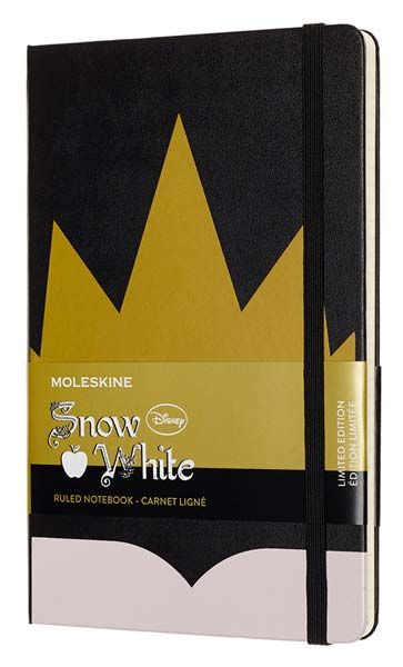 Черен тефтер Moleskine Snow White Gold Crown Large с широки редове, Limited Edition