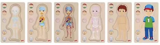 Дървен пъзел Goki - Скрита антомия, момче