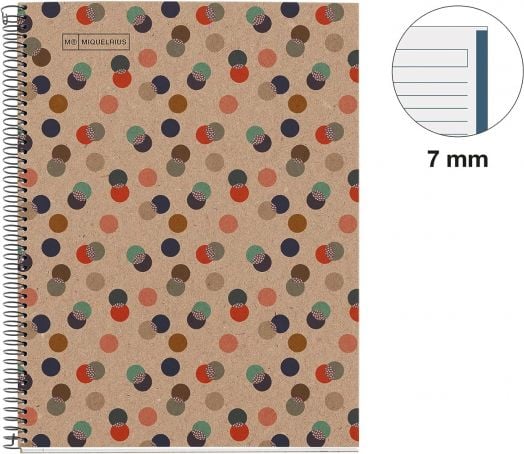 Тетрадка Miquelrius Recycled Eco Confetti А4 със спирала, 80 линирани листа