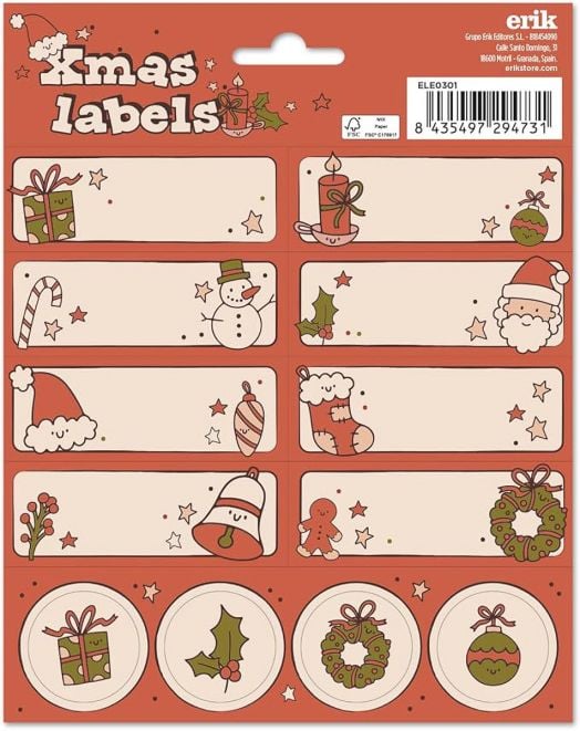 Коледни етикети Xmas Holiday, 24 бр.