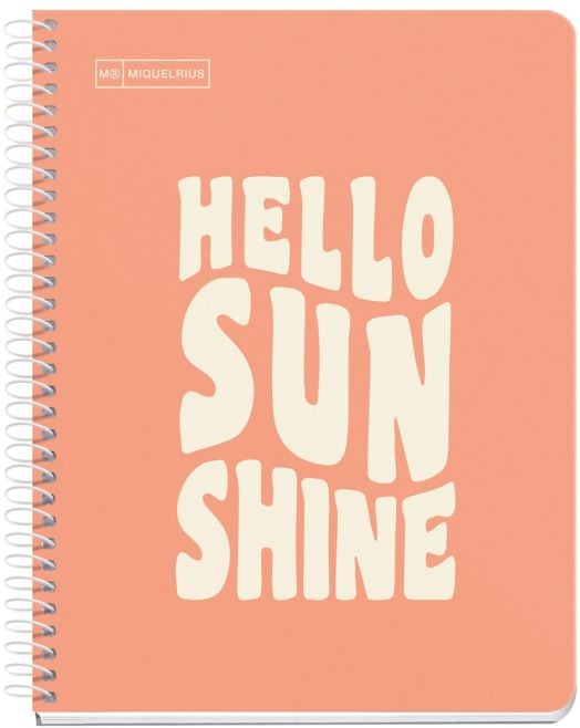Тетрадка Miquelrius Messages Hello Sunshine А5 със спирала, 100 листа на широки редове