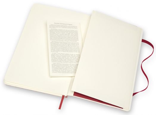 Кожен класически тефтер Moleskine Classic Leather Red с меки корици и листа на широки редове