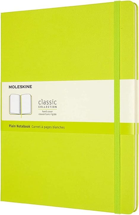 Голям зелен тефтер Moleskine Classic Lemon Green с твърди корици и ненирани страници