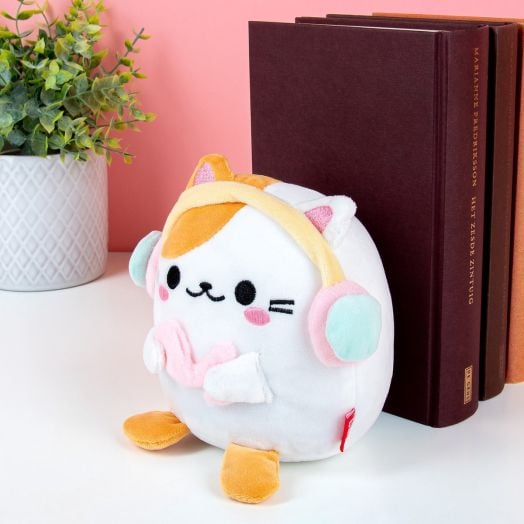 Ограничител за книги Balvi - Плюшено коте Kawaii, бяло