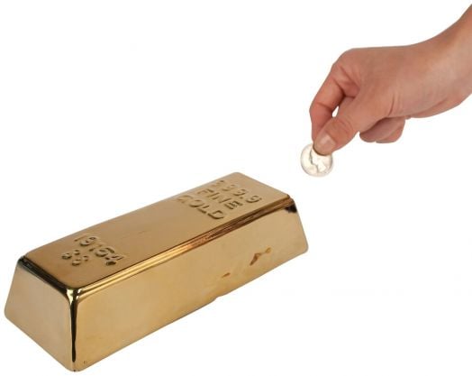 Керамична касичка Kikkerland под формата на златно кюлче