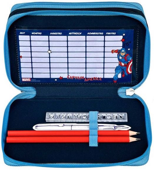 Ученически несесер Scooli Avengers с три отделения, пълен