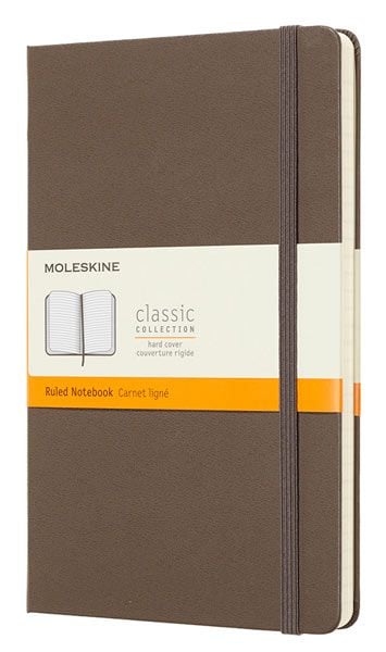 Голям кафяв тефтер Moleskine Classic Earth Brown с твърди корици и линирани страници