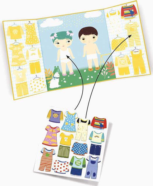 Творчески комплект със стикери Djeco - Направи дрехи