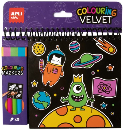 Кадифена книжка за оцветяване Apli Kids + 5 цветни маркера
