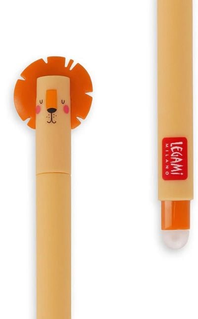 Изтриваема гел химикалка Legami Lion с капачка и гумичка