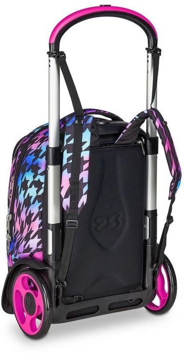 Ученическа раница на колела Seven Detach Glow Love и телескопична дръжка