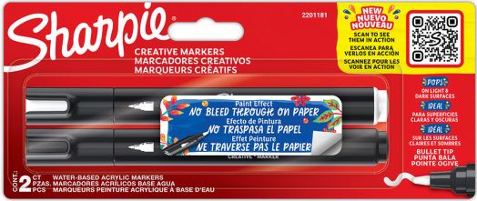 Комплект акрилни маркери Sharpie Creative Bullet Tip, 2 цвята