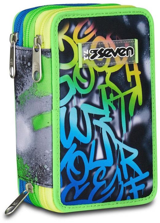 Ученически несесер Seven Spring Paint с три отделения, пълен