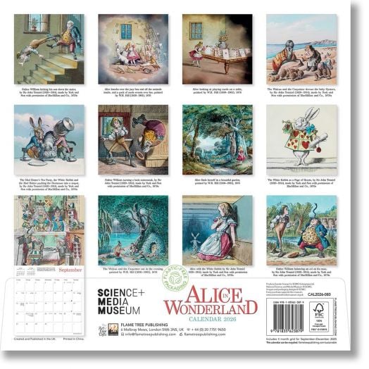 Стенен календар Alice's Adventures in Wonderland, 2026 година