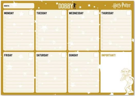 Седмичен планер - пад Harry Potter Dobby А4, 52 листа