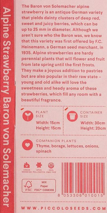 Семена за алпийска ягода Baron von Solemacher Piccolo