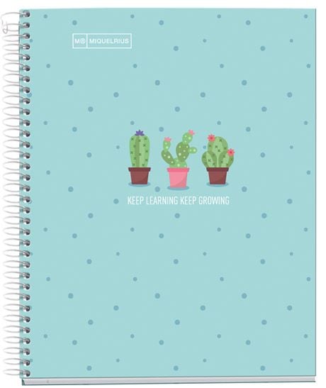Тетрадка Miquelrius Cactus A5 със спирала, 80 листа, малки квадратчета, синя