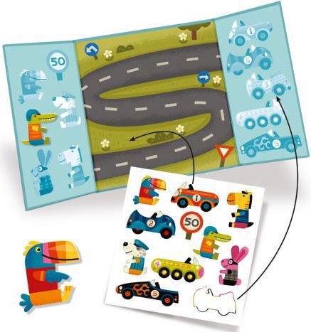 Творчески комплект със стикери Djeco: Направи коли