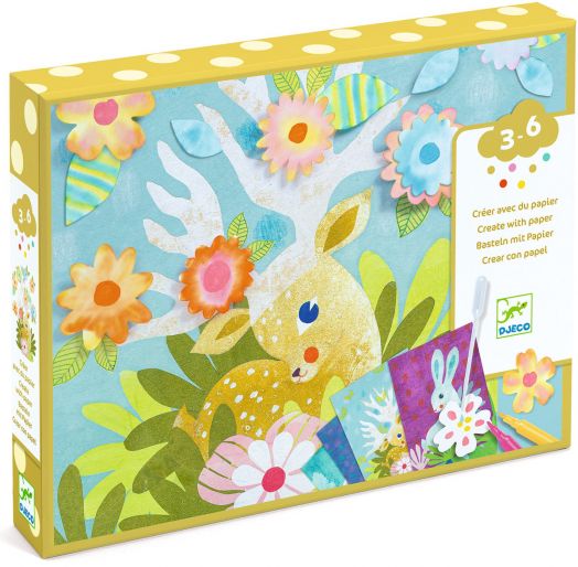 Творчески комплект Djeco - Рисуване с туш горски животни