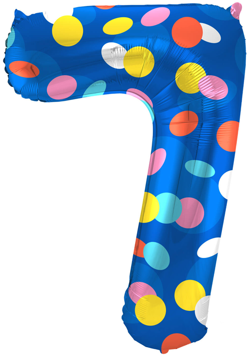 Фолиев балон Folat - Цифра 7, цветни точки, 86 см.