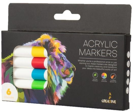 Акрилни маркери Creative Art, 6 цвята