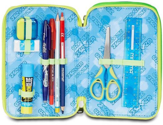 Ученически несесер Seven Spring Paint с три отделения, пълен