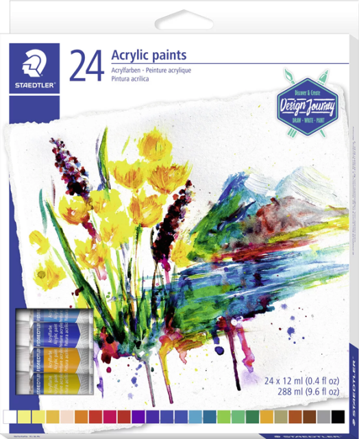 Комплект акрилни бои Staedtler Design Journey, 24 цвята