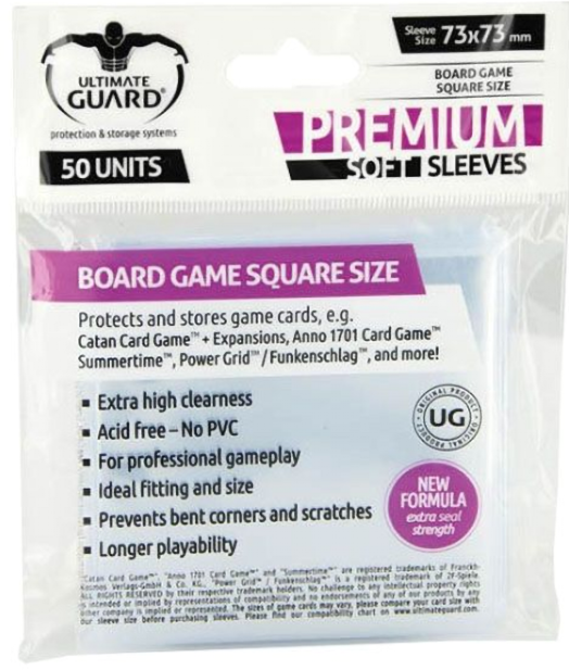 Протектори за карти Ultimate Guard Premium Soft Sleeves Square, 50 бр.