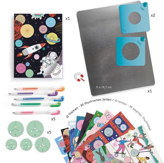 Творчески комплект Djeco - Рисуване със спирали, 10 дизайна