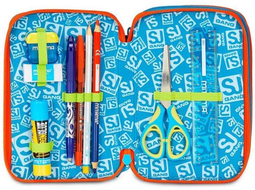 Ученически несесер Seven SJ Gang Tinypatch с три отделения, пълен