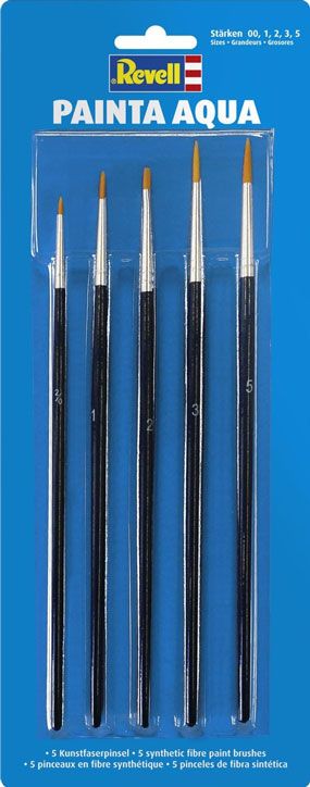 Комплект четки за моделиране Revell - Painta Aqua, 5 бр.
