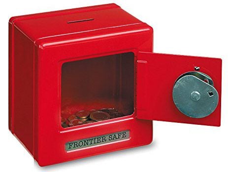 Метален сейф с шифър, червен