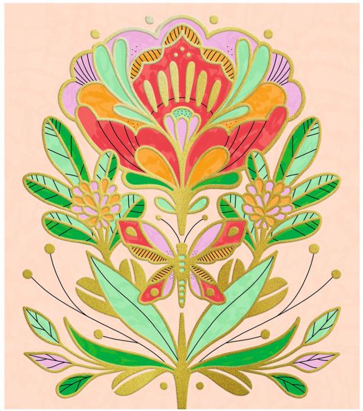 Творчески комплект Djeco: Направи си картини с флумастери - Цветя