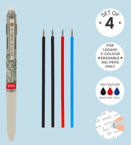 Комплект пълнители за трицветни гел химикалки Legami, 4 бр.