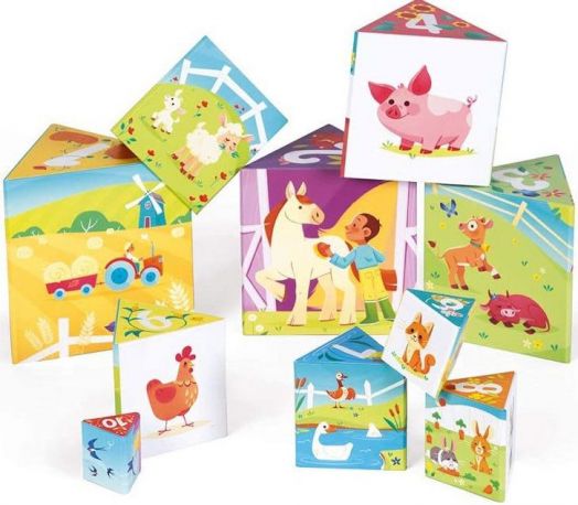 Детски кубчета Janod - Животни във фермата