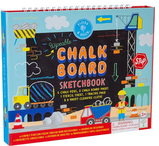 Творчески комплект Floss & Rock, Chalkboard Sketchbook, Construction - Строителни машини