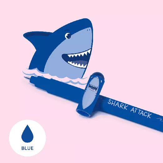Изтриваема гел химикалка Legami Shark с капачка и гумичка