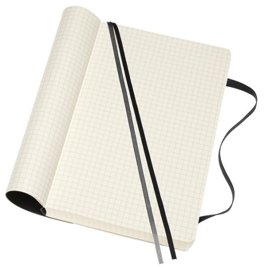 Черен тефтер Moleskine Classic Notebook Squared Expanded Version Black с меки корици и листа на малки квадратчета