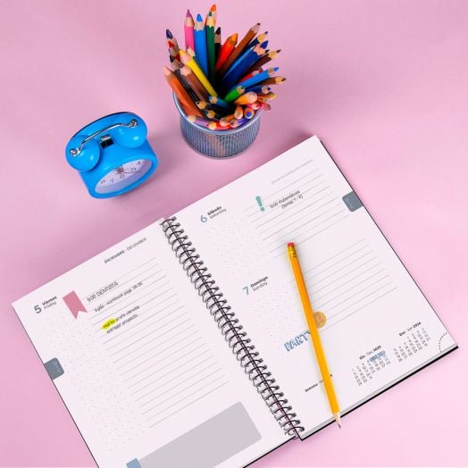 Тефтер - органайзер Miquelrius Pink Desert от септември 2025 до юни 2026 г., ден на страница