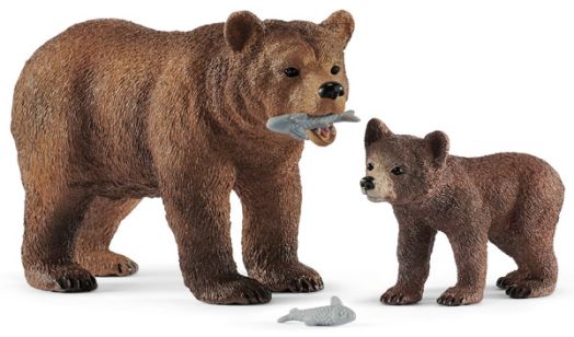 Комплект Schleich: Мечка гризли с малко