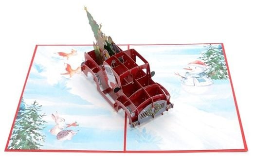 Поздравителна картичка Kiriori Дядо Коледа с кола