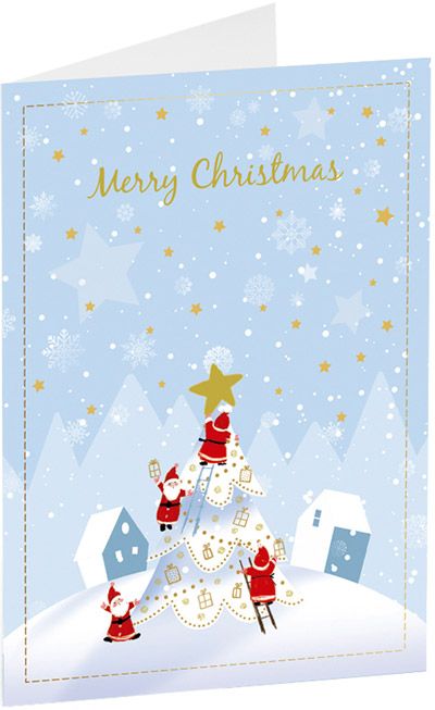 Коледна картичка Busquets: Дядо Коледа, светлосиня