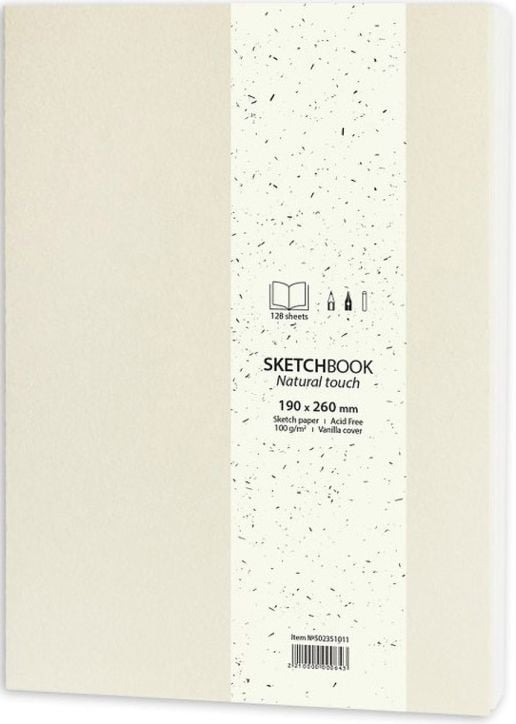 Скицник Drasca Natural Touch A5 128 листа, ванилия - размер 19 x 26 см.