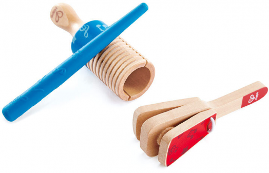 Детски дървен музикален комплект Hape - Перкуси, 3 части