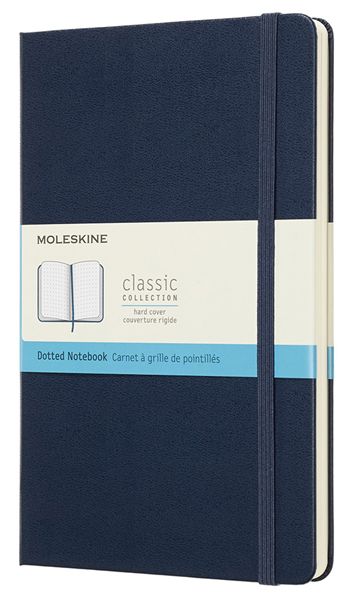Класически син тефтер Moleskine Classic Blue Scarlet Dotted с твърди корици и листа на точки