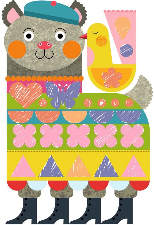 Творчески комплект Djeco - Направи колажи и оцвети с форми