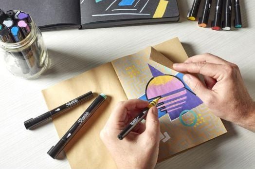 Комплект акрилни маркери Sharpie Creative Brush Tip, 5 цвята