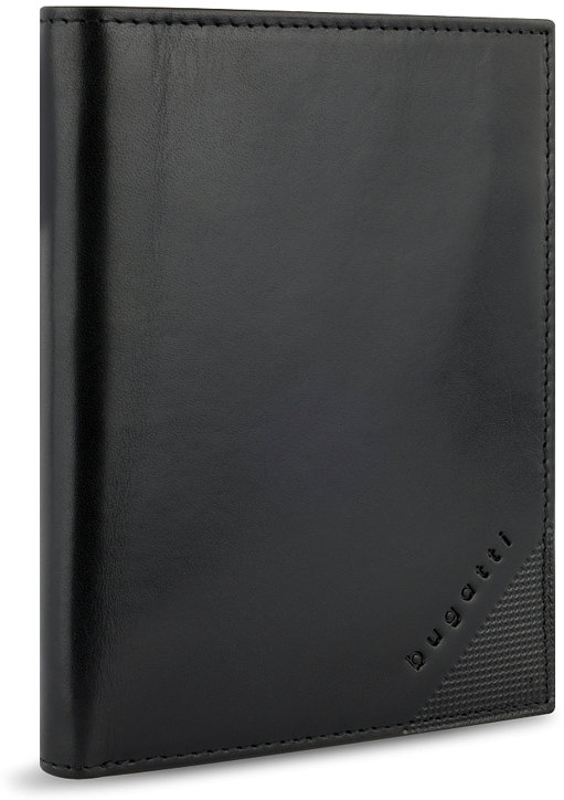Мъжки вертикален кожен портфейл Bugatti Nobile, черен