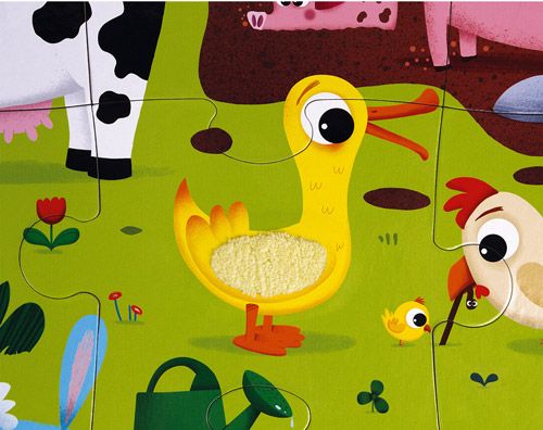 Детски тактилен пъзел Janod - Животни от фермата, 20 части