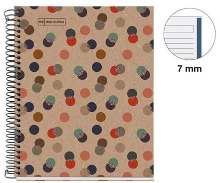 Тетрадка Miquelrius Recycled Eco Confetti А5 със спирала, 80 линирани листа